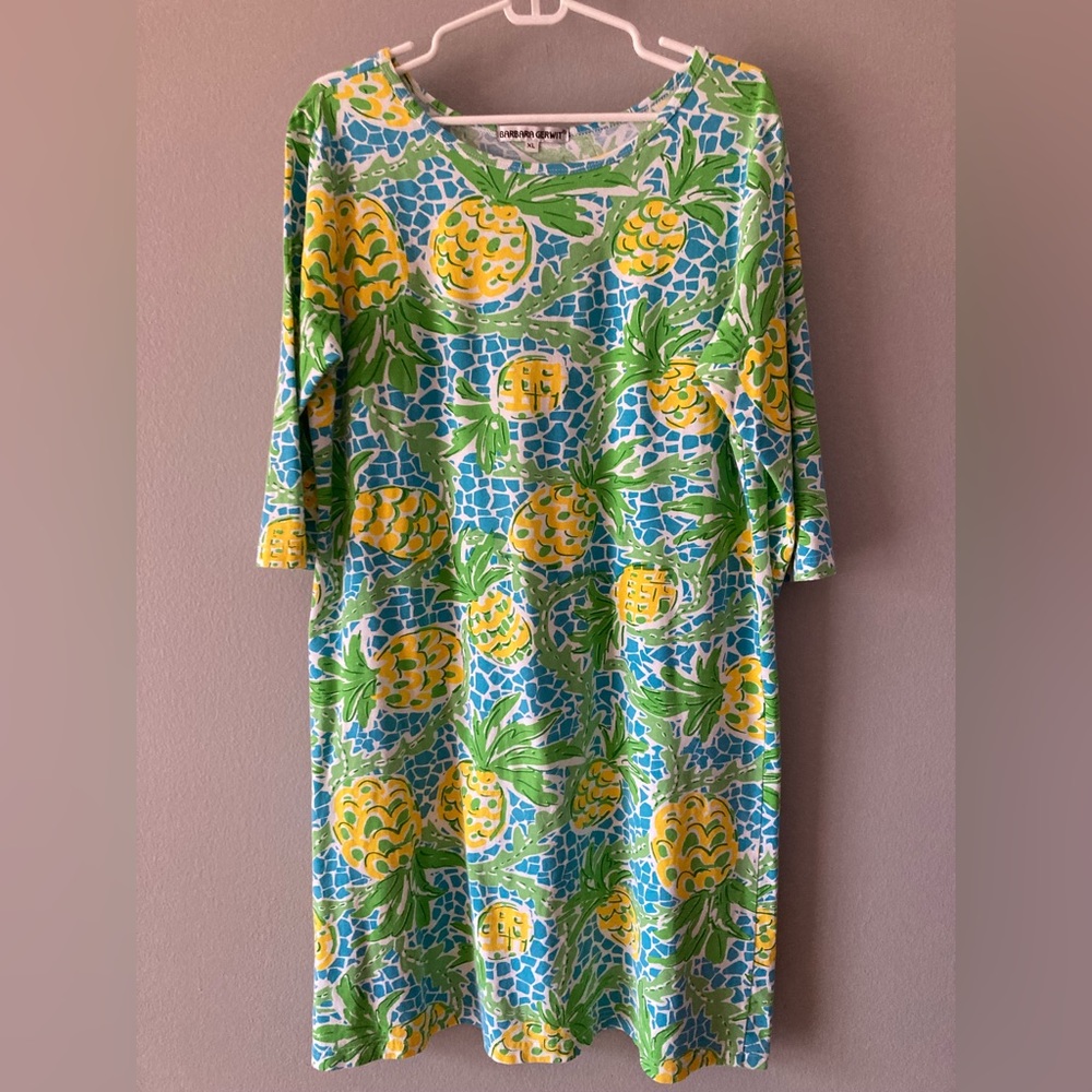 Barbara Gerwit Pineapple Knit Dress Slit Neck Style